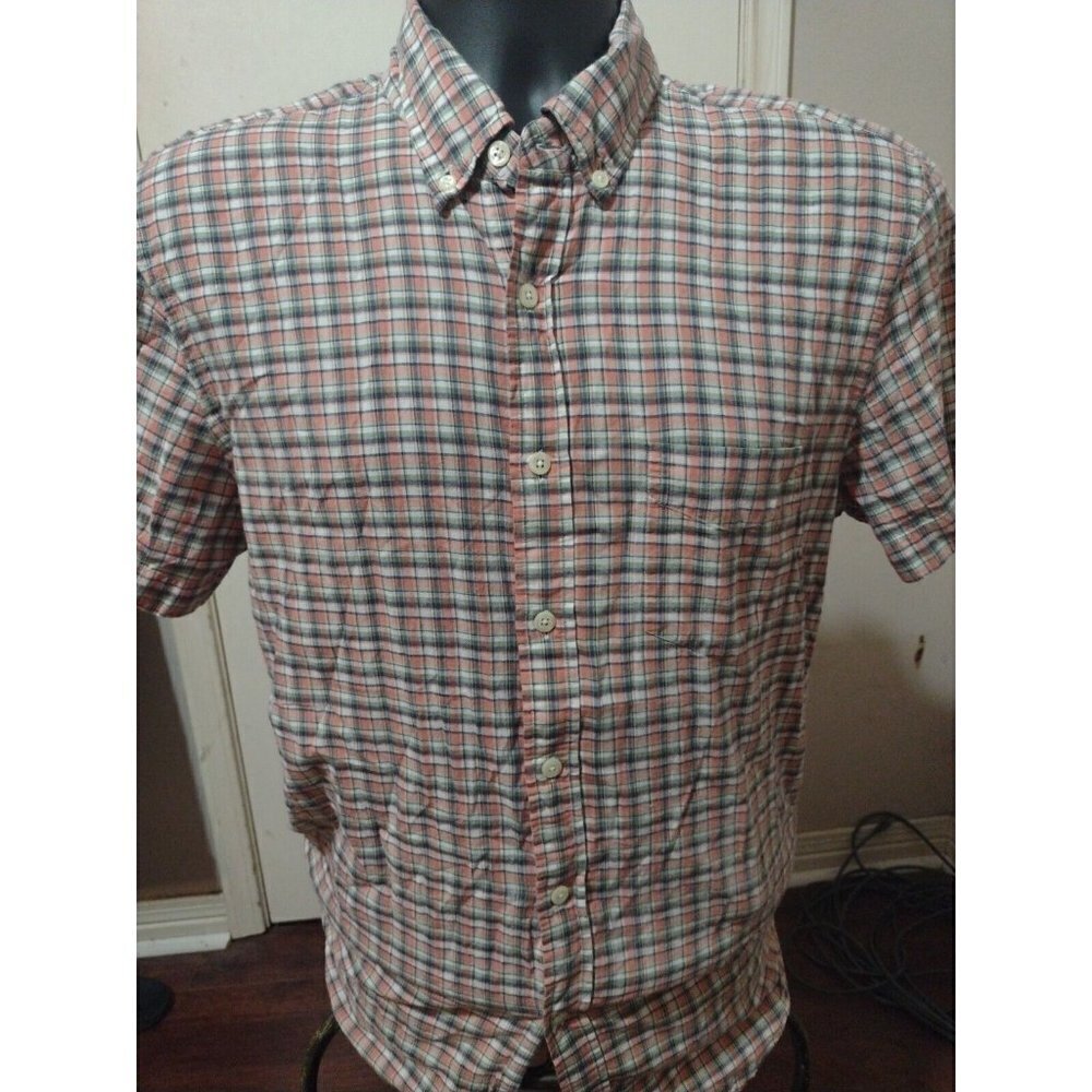 Men's J.Press Trunk Club Short Sleeve MultiColor Cotton Button Shirt Large L